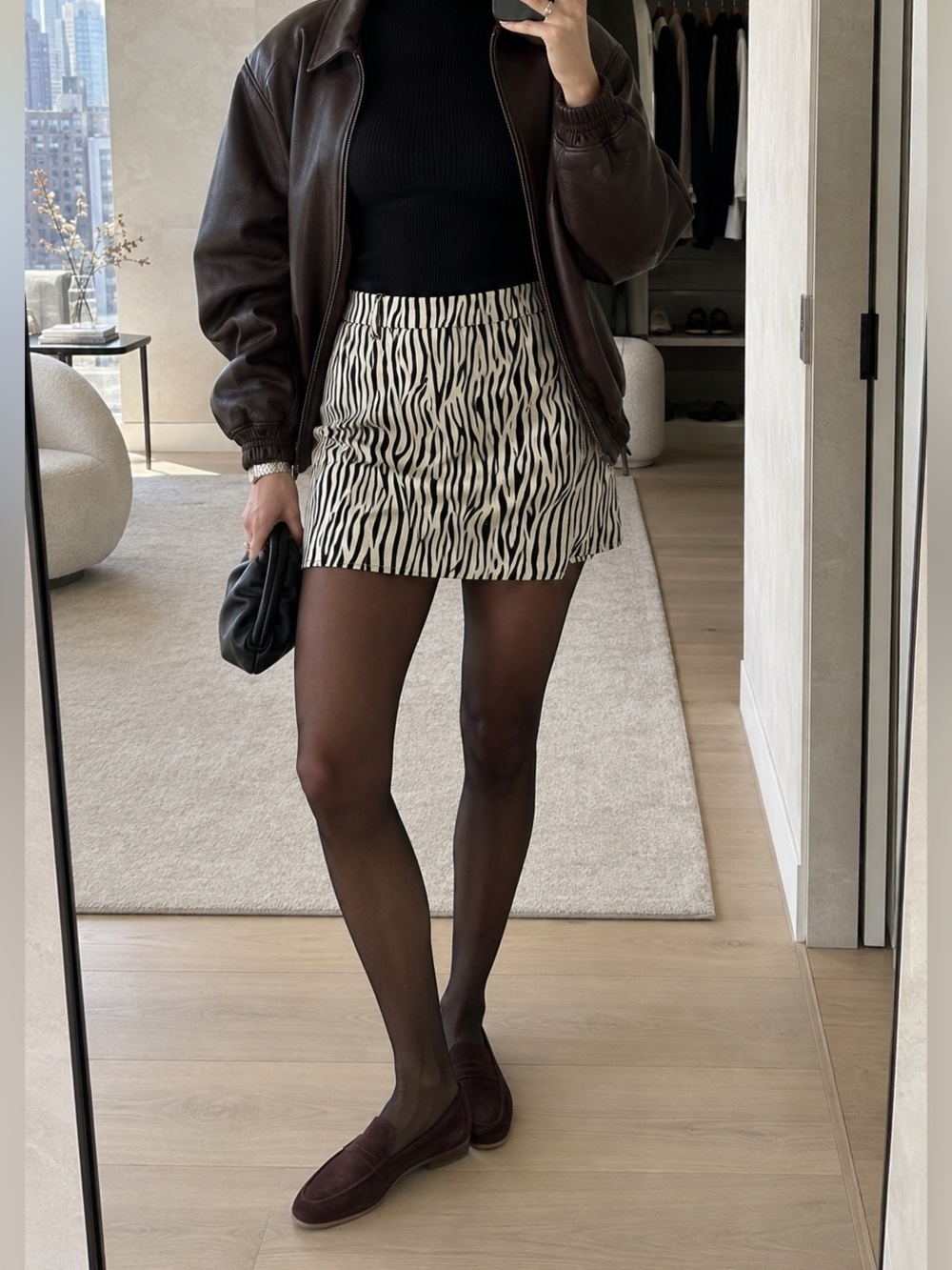 Pieces PCELLUA Zebra Print Short Wrap Skirt Black Cream Size M NWT